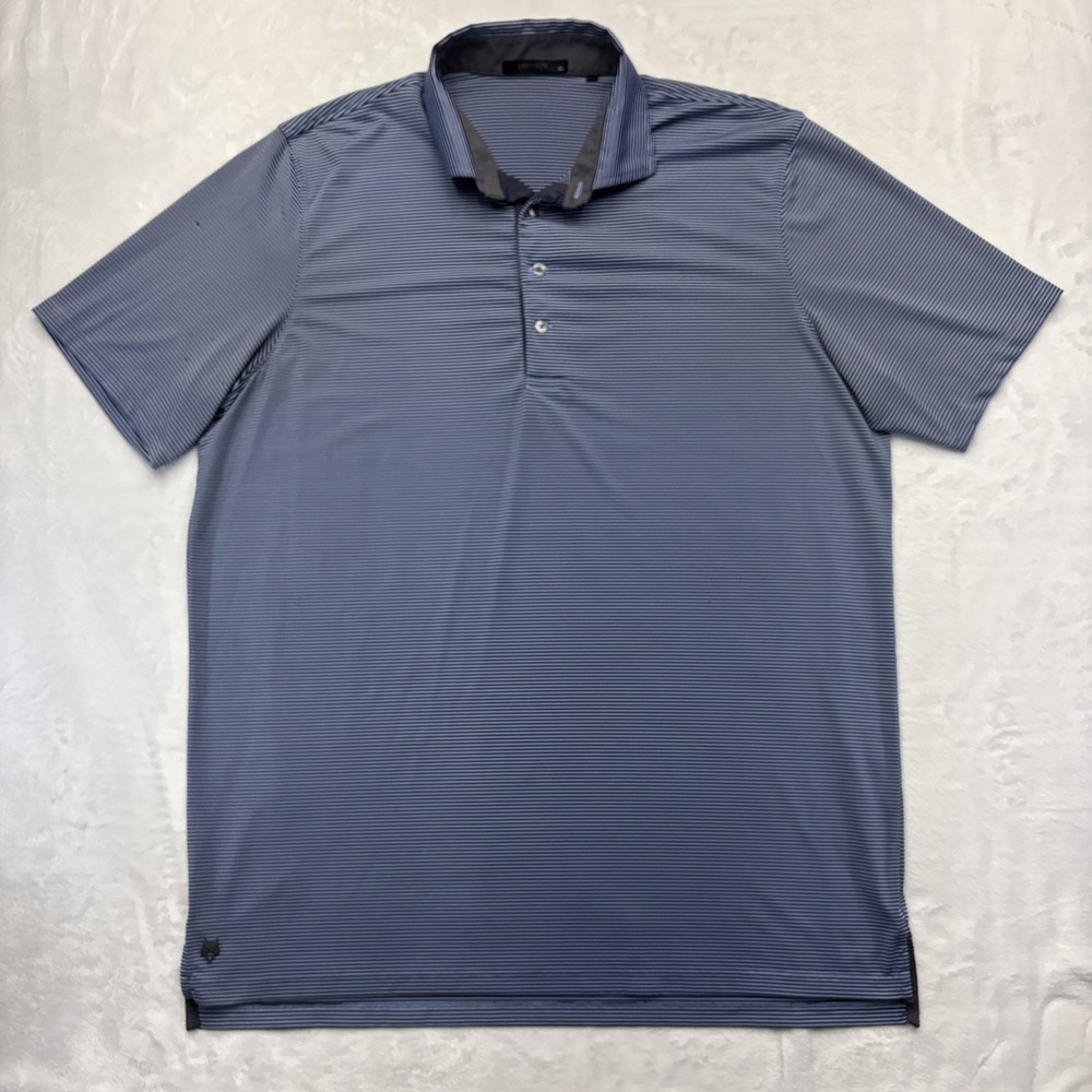 Greyson Golf Polo Mens XL Navy Blue Micro Stripe Performance Wolf Logo